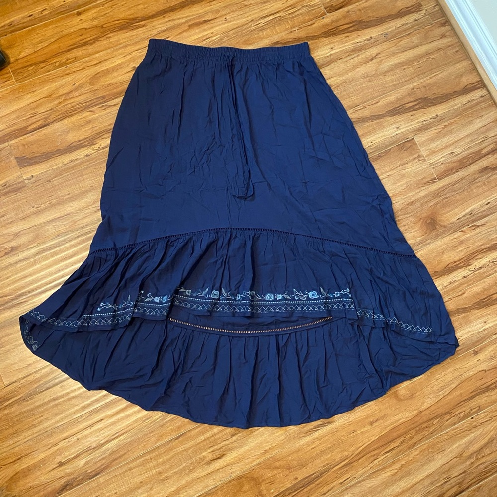 KNOX ROSE Hi-Lo Skirt with embroidered hem